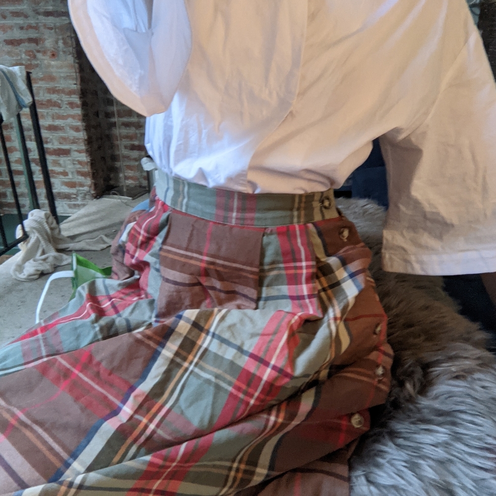 Vintage Petite Plaid Pleated Skirt w Pocket - Picture 8 of 11